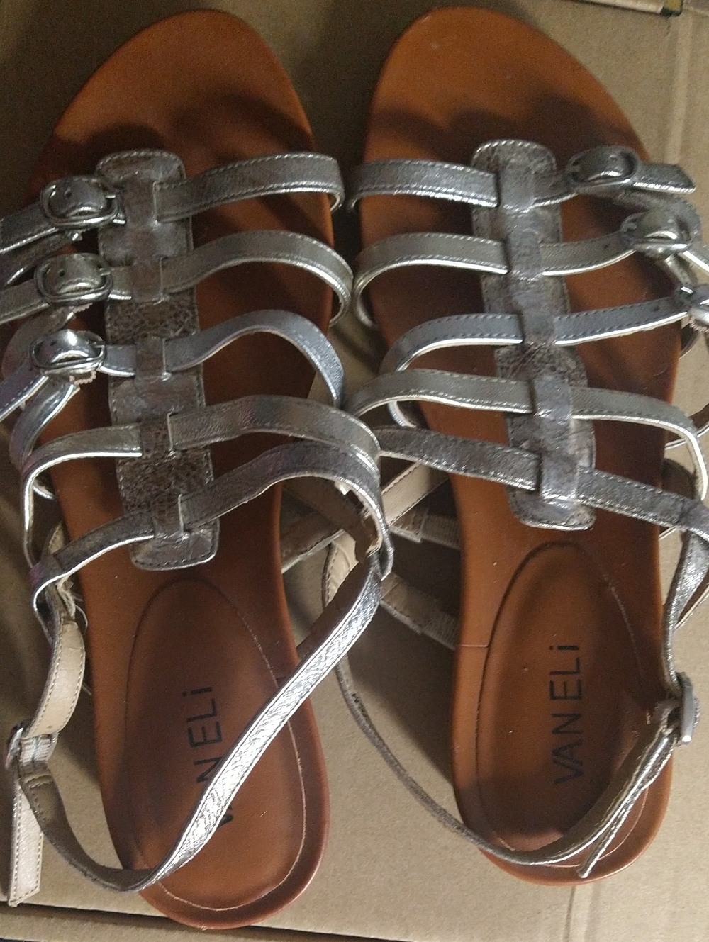 Vaneli Silver Strappy Sandals Size 7.5 M